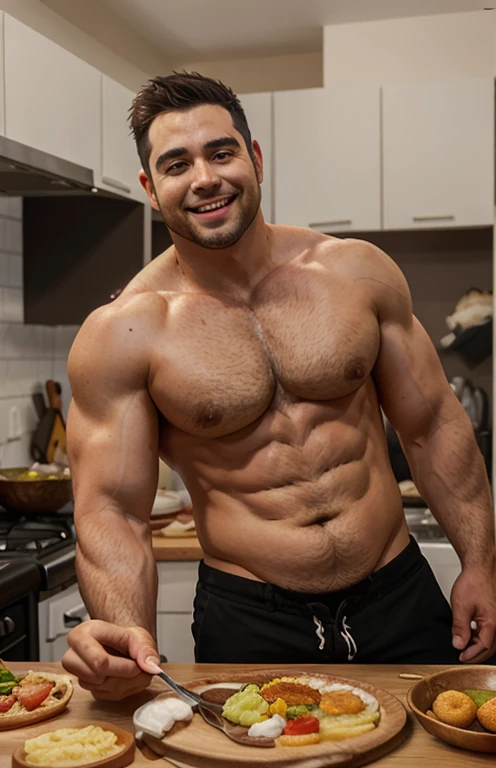 Apenas Masculino rechonchudo coxas extremamente grossas na imagem gerada,(Melhor qualidade, obra de arte), Culinary Magazine Capa da Masculina, 1 homem idoso, 65 anos de idade, Incredible, fofinho, Um sorriso comovente, Comida deliciosa, personagem, graphics, advertisment, magazine title,rastreamento de raio,Hyper-detailed description。 --v6, Apenas rechonchudo, gordinho, coxas extremamente grossas, barriga grande