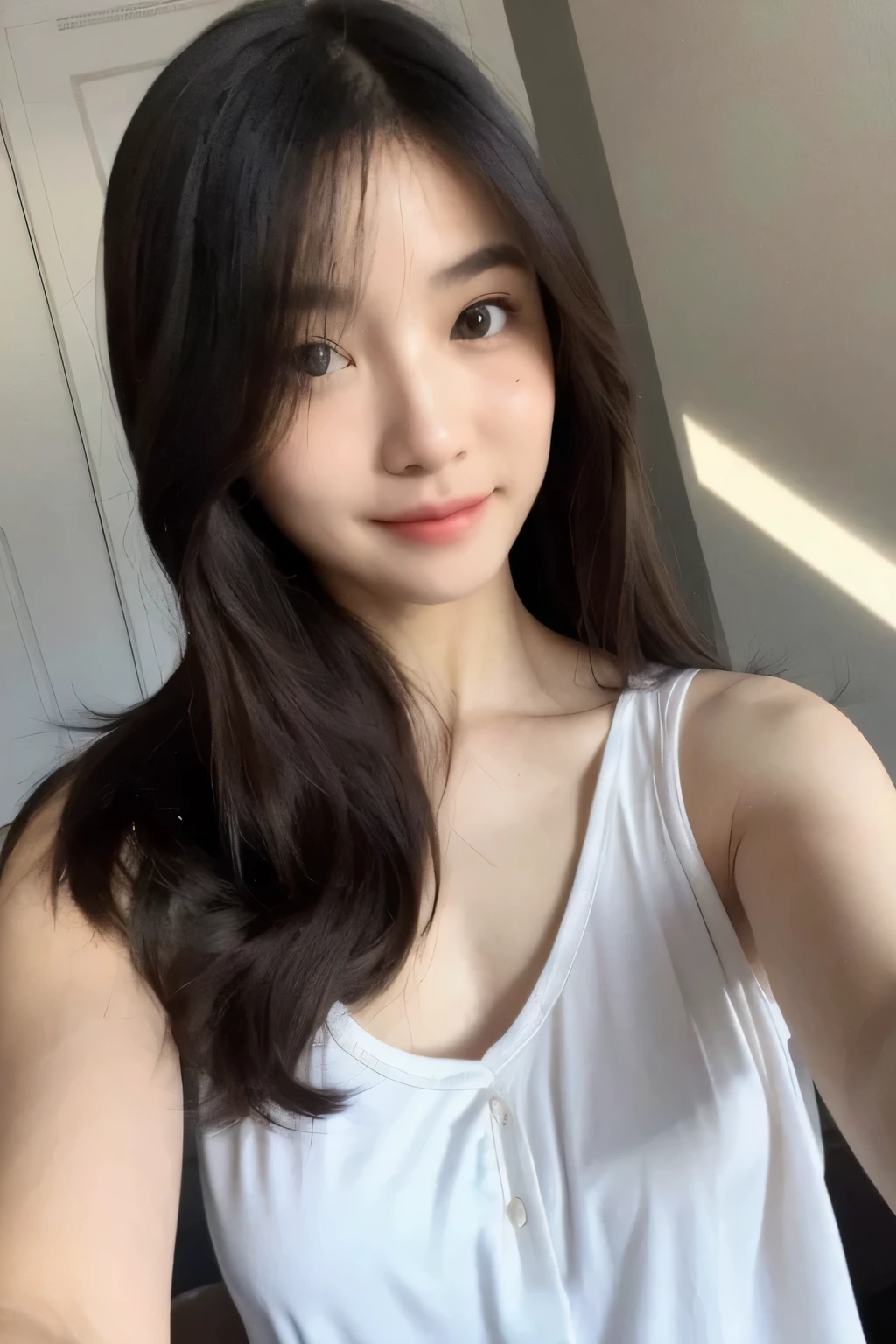 Cute sadistic beauty,pajamas,selfie,smile