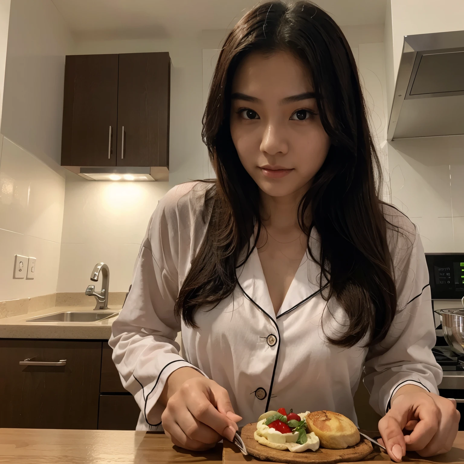 clear,Chinese women,20 years old,plump,Opening,At a table,action,Sexy pajamas