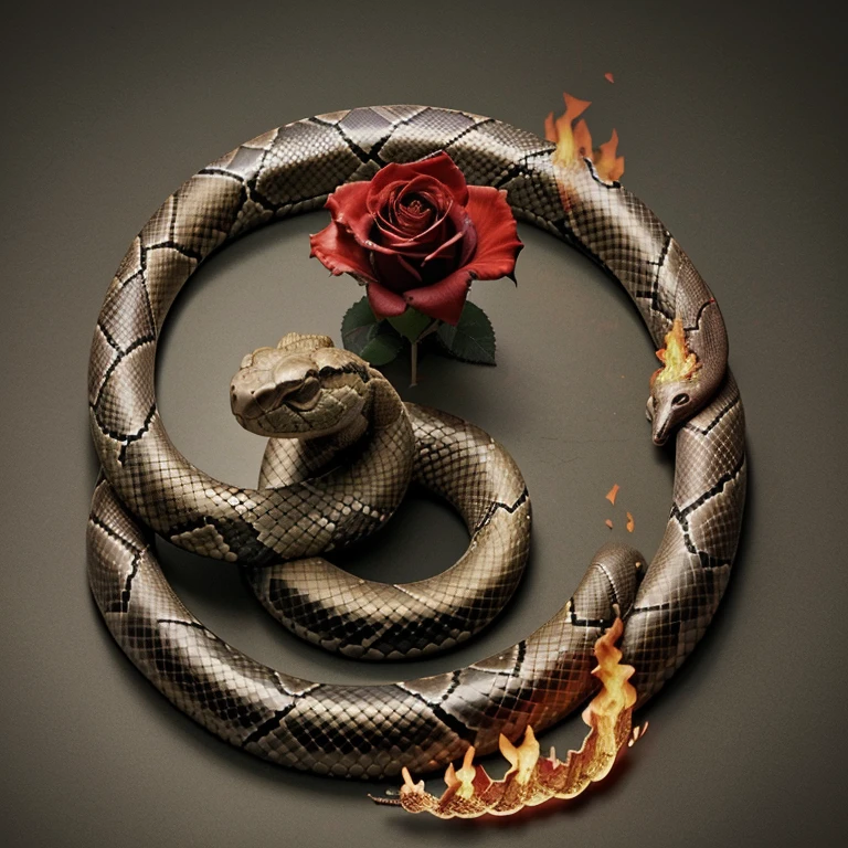 snake, fire and rose