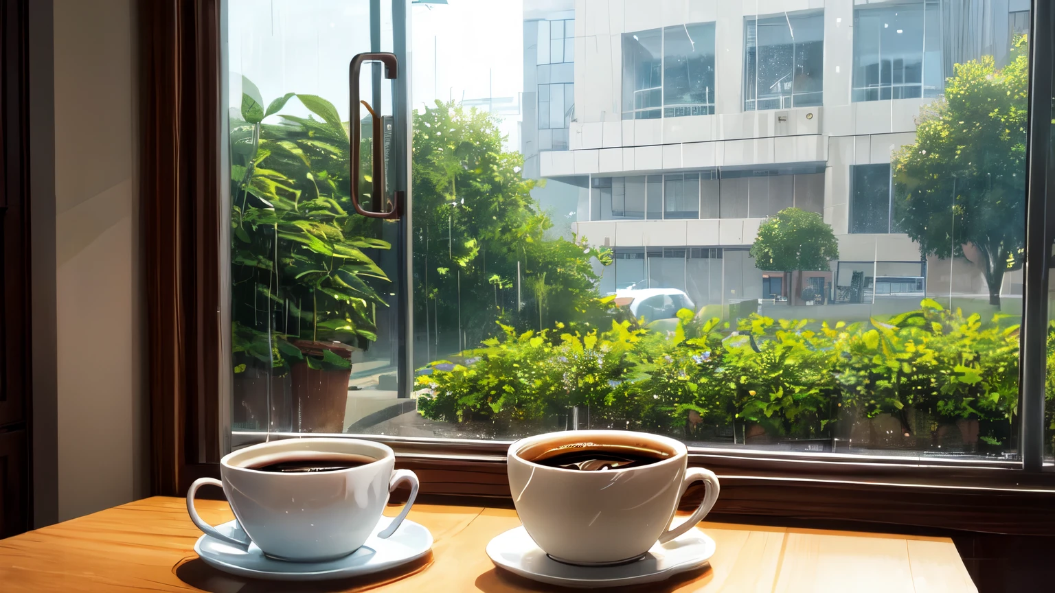coffe, I want a coffee in a window on a rainy day with no one around just a cup of coffee coffee on a cloudy day