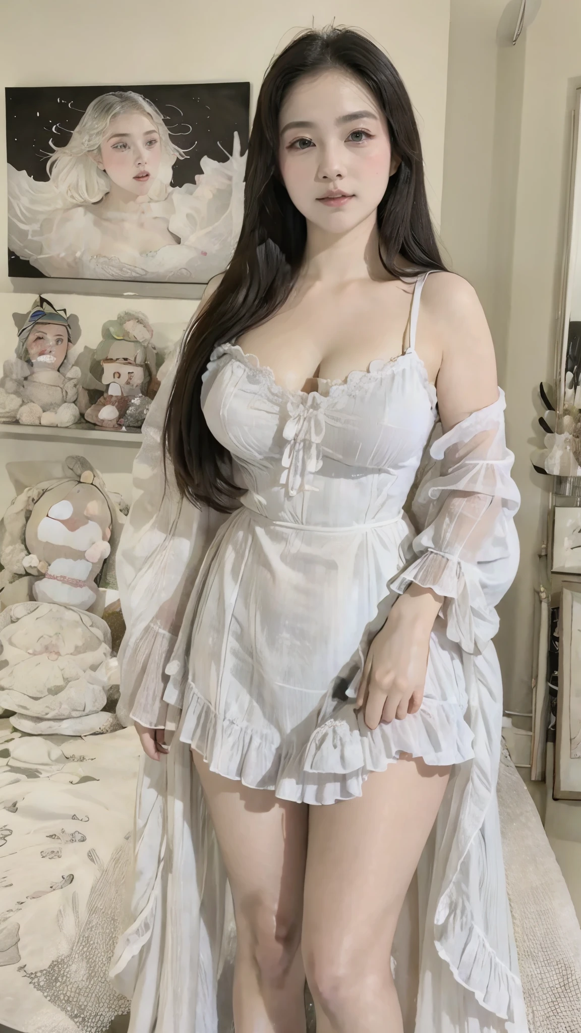 (masterpiece, best quality:1.2), 1 girl, alone,Big ,Boa Hancock's Body,Lace Nightdress, Wearing a shawl, kimono, Cherry blossoms