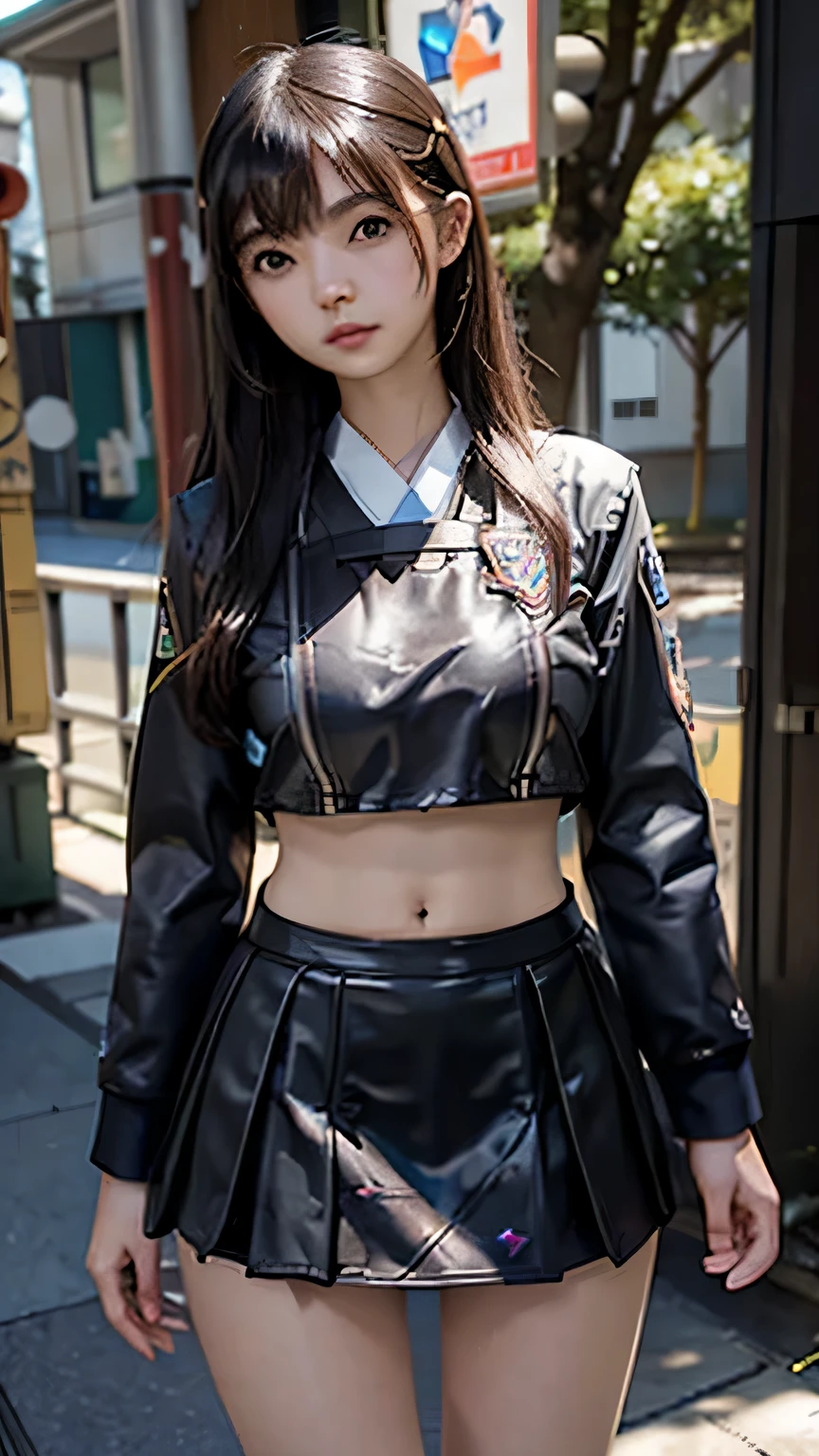 ( girl: 1.0), (Japanese, 15 yea, 1 girl, large breast:1.2, slim waist:1.3, ((Detailed: 1.4)), 3D, ((Beautiful uniform and mini skirt: 1.3)), (High dynamic range: 1.2), ray tracing: 1.0, NVIDIA RTX: 1.1, Super resolution: 1.0, Unreal 5: 1.1, Scattered beneath the surface: 1.1, (PBR texturing: 1.2), post processing: 1.0,