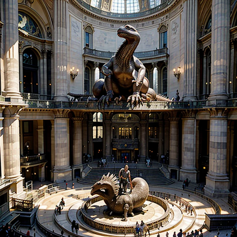 Paris Opera House surrounded by dinosaurs