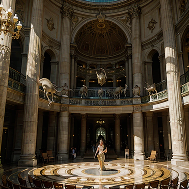Paris Opera House surrounded by dinosaurs