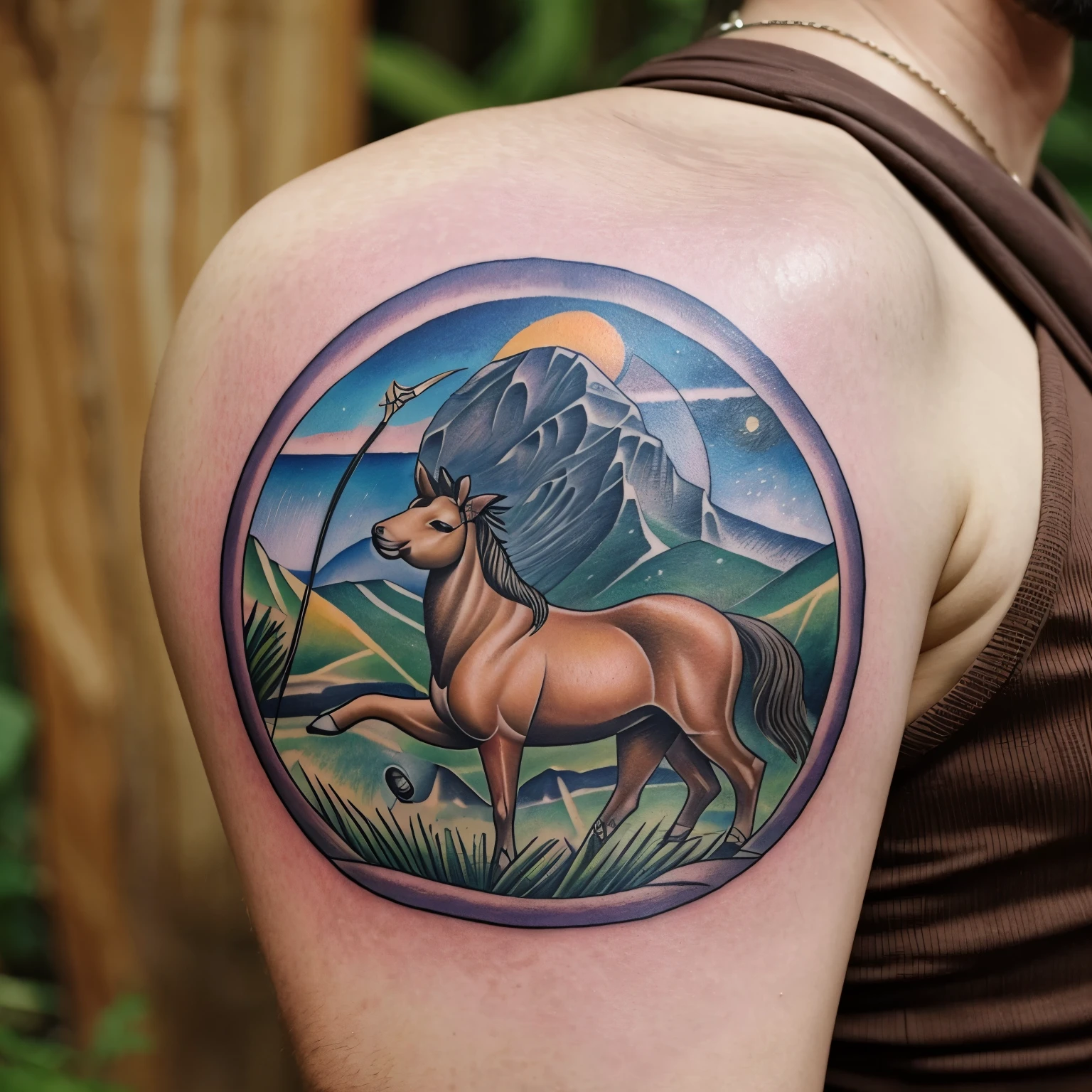 Tatto; Sagittarius-meditate-nature,linke Rippe