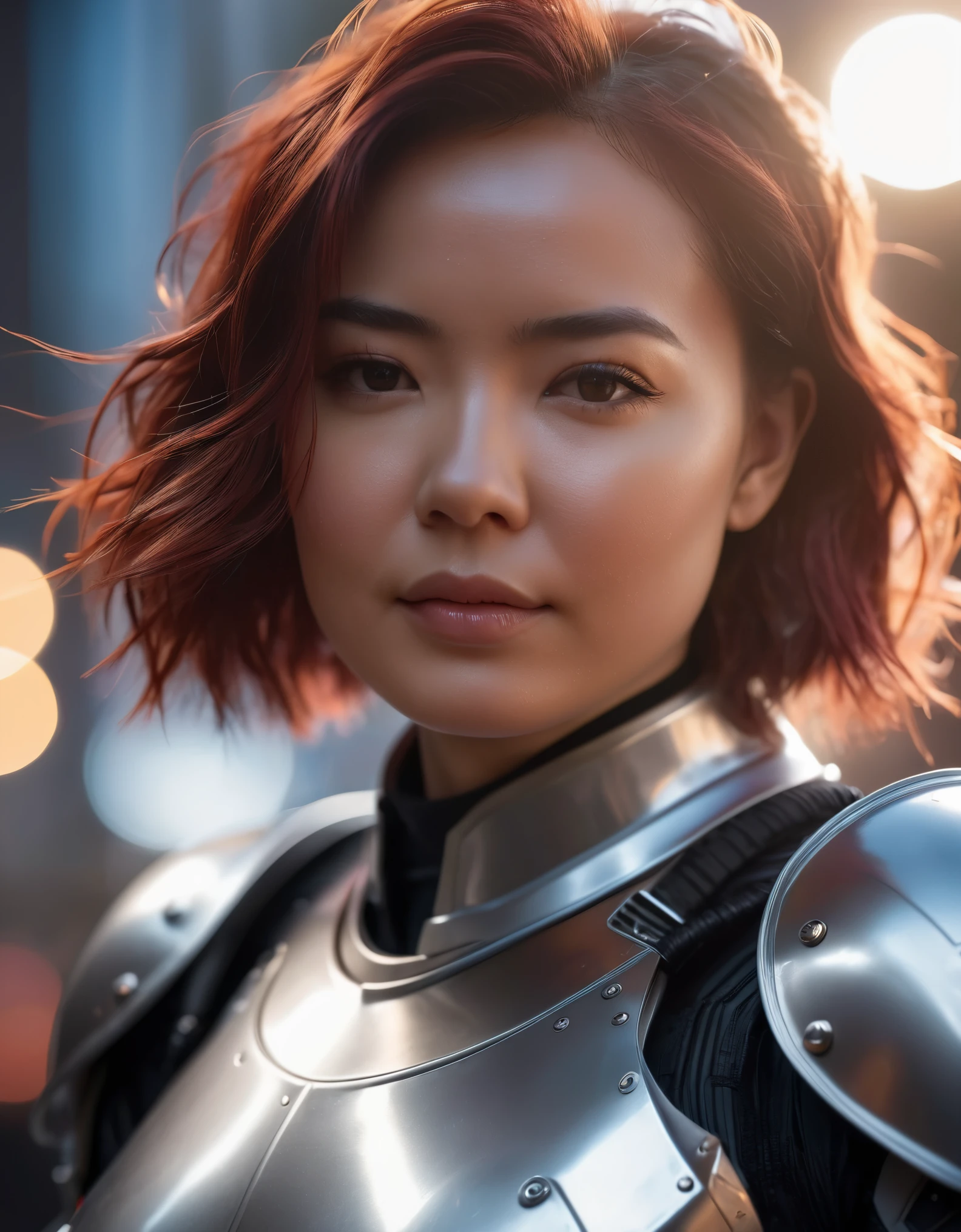 a close up of a woman in a suit of armor, medium close - up ( mcu ), 8k artgerm bokeh, wojtek fus, ig model | artgerm, ross tran 8 k, by ruan jia and stanley artgerm, by Jason Chan, cinematic. by leng jun, by Yang J, yanjun chengt