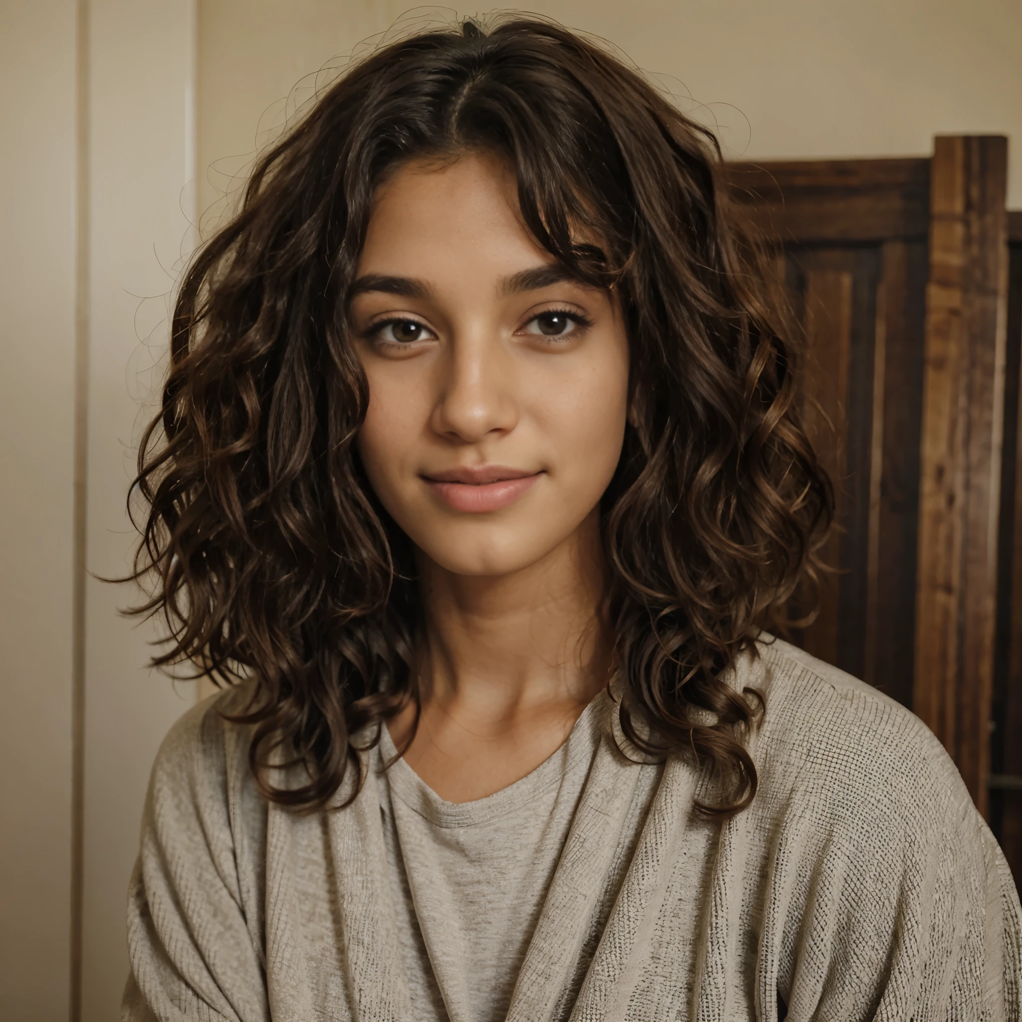 brown girl with curly hair and big nose