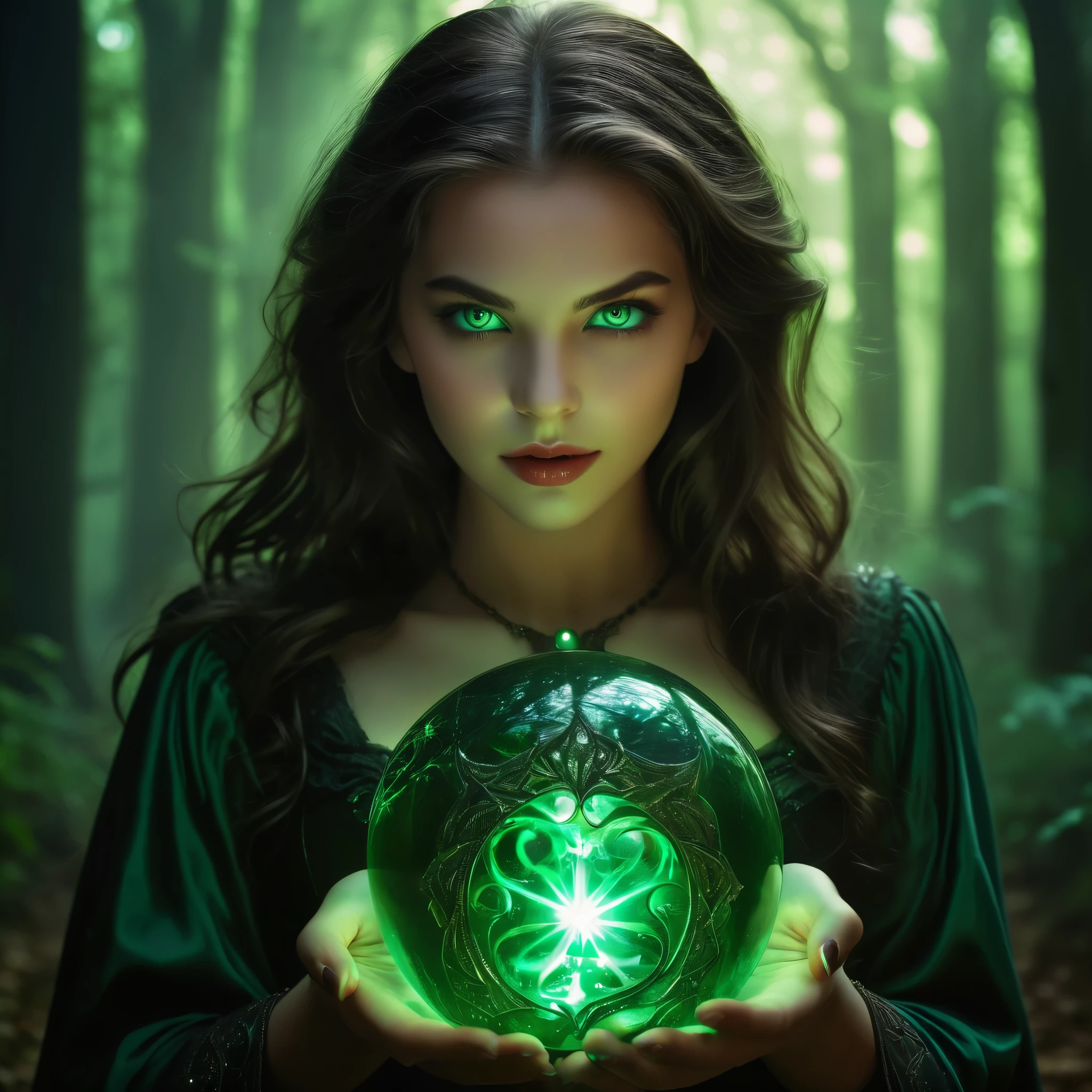 (Best Picture Quality, High Quality,Masterpiece:1.2),Ultra-Detailed,(Realistic:1.37),Summoning Spell, Sinister Devil with Innocent Beautiful Girl Face, Face, Detailed Green Eyes, Detailed Lips, Seductive Look, ark Atmosphere, Demonic Powers, Fantasy Setting, Mysterious Lighting, Occult Magic, Bewitchingly Beautiful, Dark aura, enigmatic smile, sorcerer, casting powerful spells, enchantment, greenish tint, occult symbol, irresistible charm, supernatural being, glowing magical orb, mystical spell, sinister being, sinister background, enchanted forest, mystical beauty, enchanted power, dark charm, dark mystical realm, magic circle, whispering wind, dark magic, enchanting charm, enchanting gaze, invisible power, forbidden art, supernatural transformation, transcendent beauty, enchanting power, devil whispering, enchanting enchantment, disturbing beauty, mystical enchantment, alluring evil, magical energy radiates, dark enchantment. (She has long, sharp claws:1.5).
