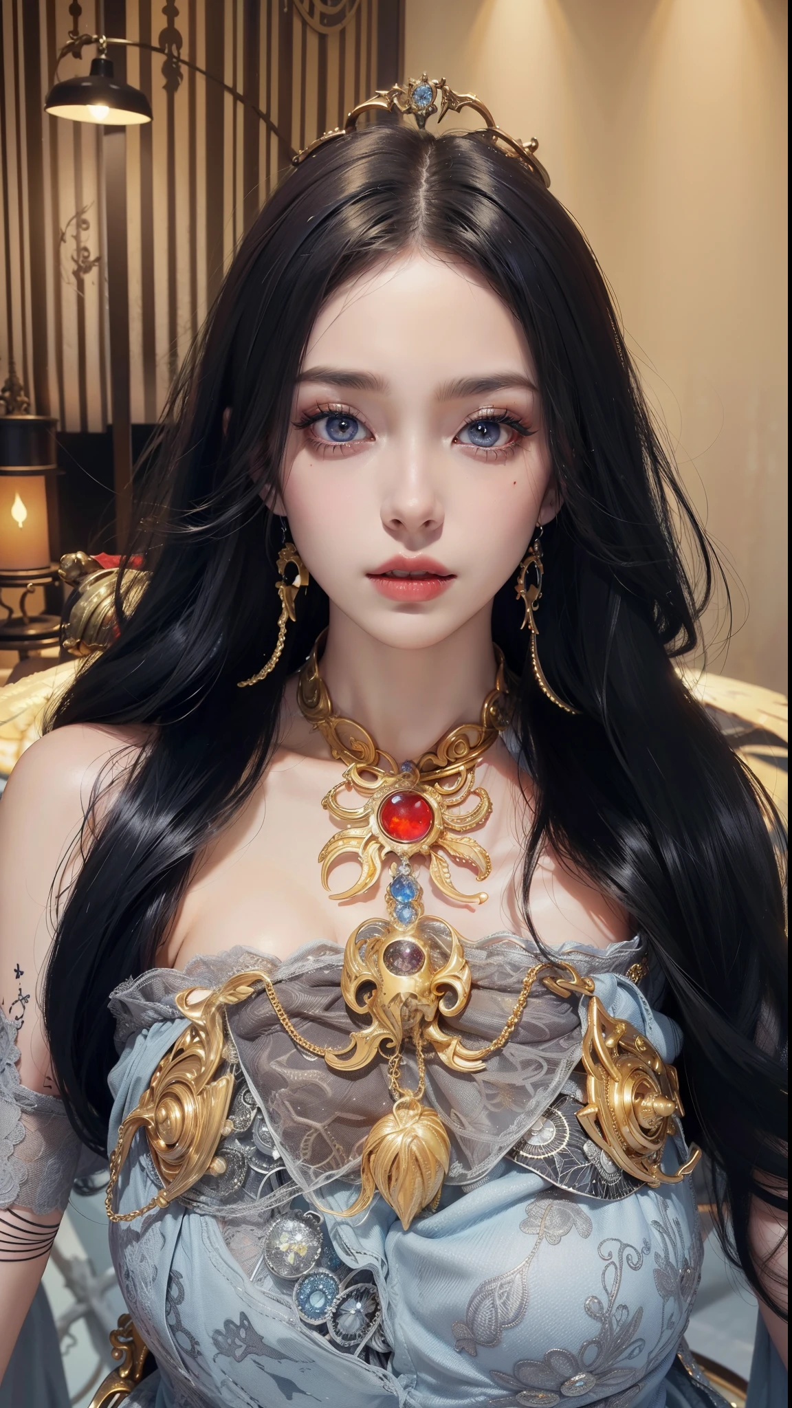 Detailed image quality，pandora witch，wing, succubus theme，堕落Angel，Excellent，scary，secret horror，tentacle，have eyes，uncanny valley effect，little beast blood moon，skeleton，vampire，Hellfire，Dark Queen，Angel，magician magic witch，16岁Angel，eyes are blue(Pupils as deep as the starry sky)，Gorgeous tattoo designs all over the body，tattoo queen，Gorgeous golden clothes(Rich in details)