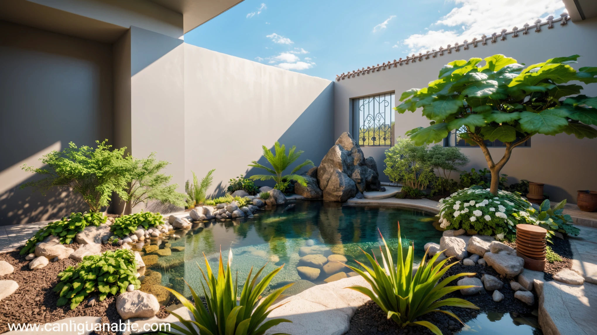 jzcgxl001, perspective view, A landscape design view perspective, stones, garden fish tank, a lot fish koi, (complete landscape perspective), surrounded by ecological natural environment, overall peaceful atmosphere cinematic photo, (urban landscape planning style), hyperrealistic artï¼professional, 8k, highly detailed ï¼, (architectural design visualization), (reflection), (focus on object), (material normal bump real reflection), (scattered light), (hidden light) (light ray), (multi-beam light), (sunbeam) (multi-level reflection), (day sky background), (corona software visualization render:1.2),(((Best Quality))), ((Masterpiece)), ((best illustration)), ((best shadows)), ((Super Detail)), (Intricate lines), (Photorealism),(hyper detail), ((archdaily)), ((award winning design)), (dynamic light), ((day)), (perfect light), (shimering light), ((photorealistic)), ((intricate detail)), ((extreme detail)), ((science)), ((hyper-detail)), ((super detail)), ((super realistic)), ((crazy detail)), ((octane render)), ((Cinematic)), ((trending on artstation)), ((High-fidelity)), ((Viwvid)), ((Crisp)), ((Bright)), ((Stunning)), ((Eye-catching)), ((High-quality)),((Sharp))((Bright)), ((Stunning)), Natural, ((Eye-catching)), ((Illuminating)), ((Flawless)), ((High-quality)),((Sharp edge render)), ((medium soft lighting)), ((photographic render)), ((detailed archviz))