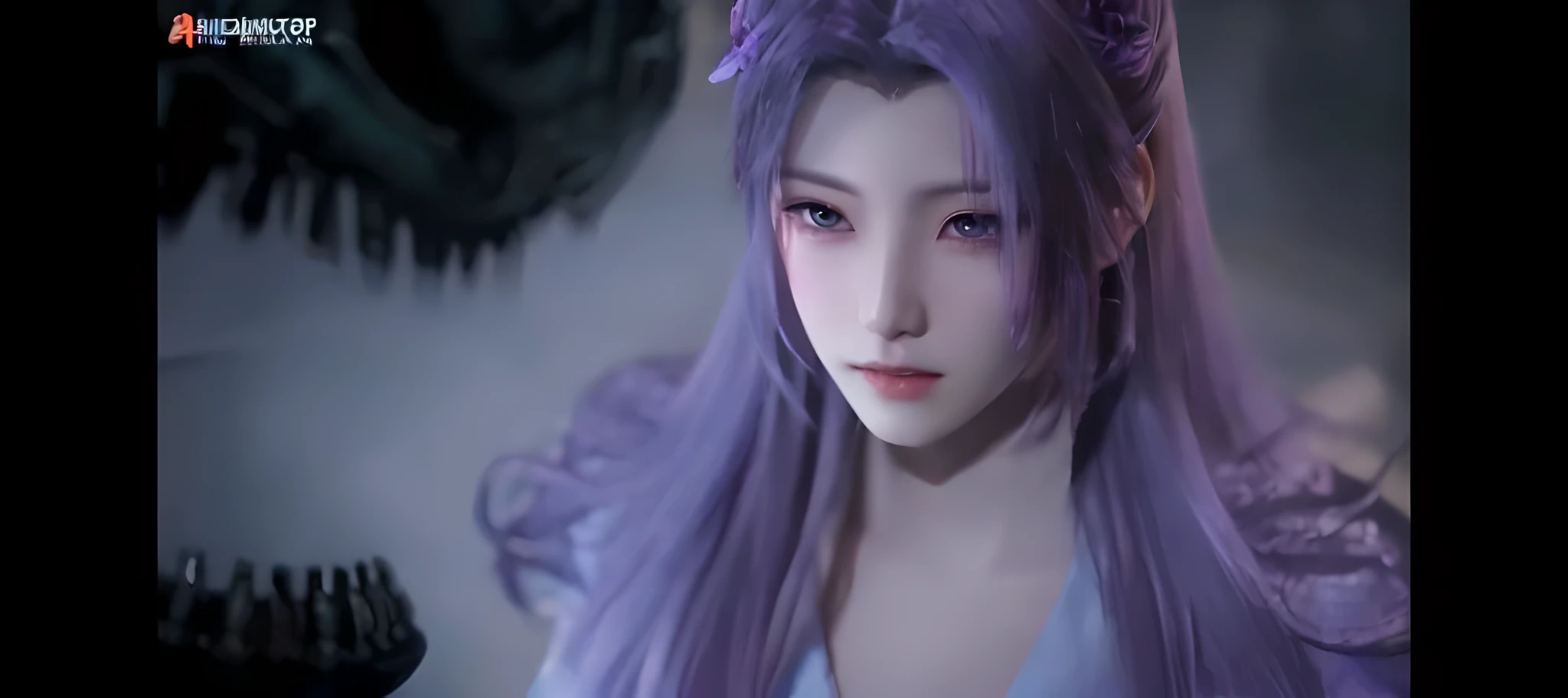 a close up of a woman with long purple hair and a purple dress, xianxia fantasy, shadowbringers cinem atic, from final fantasy, xianxia, final fantasy face, 3 d anime realistic, anime cgi, trending on cgstation, h yper realistic anime, Chiba Yudai, xianxia hero, gam e cg