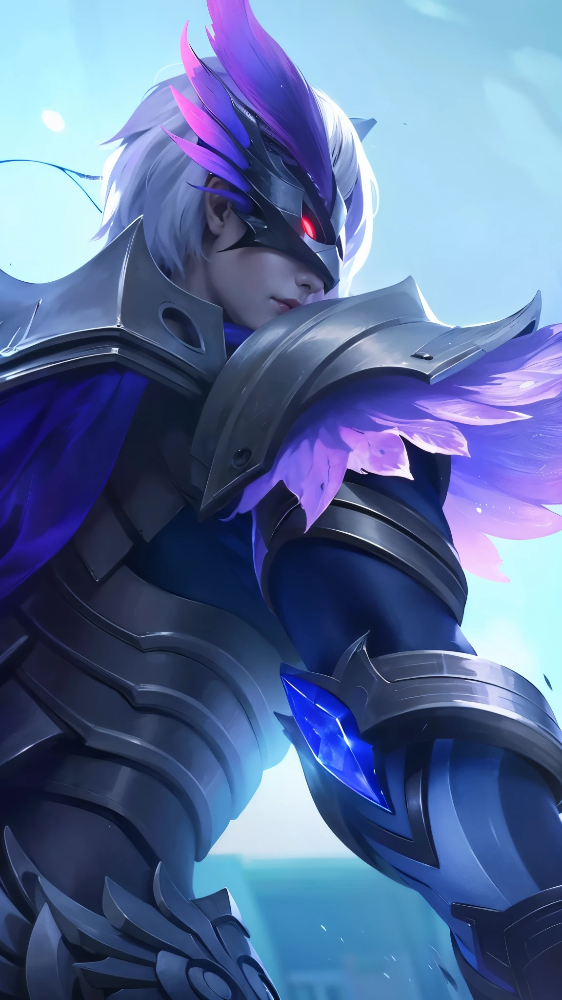 a close up of a boy in a costume with and mask, king of time reaper, mobile wallpaper, 8 k hd wallpaperjpeg artifact, 8k hd wallpaperjpeg artifact, mobile legends, official splash art, 8k, ultra hd, ultra detailed texture, hyper realistic, masterpiece, detailed texture, detailed face, detailed skin, detailed lighting, (photorealistic:1.5), best quality, beautiful lighting, cinematic lighting, professional lighting, ultra highres, realistic, detailed hair, real hair, high quality, (realskin:1.5), extremely detailed, finely detail, ultra-detailed, smile