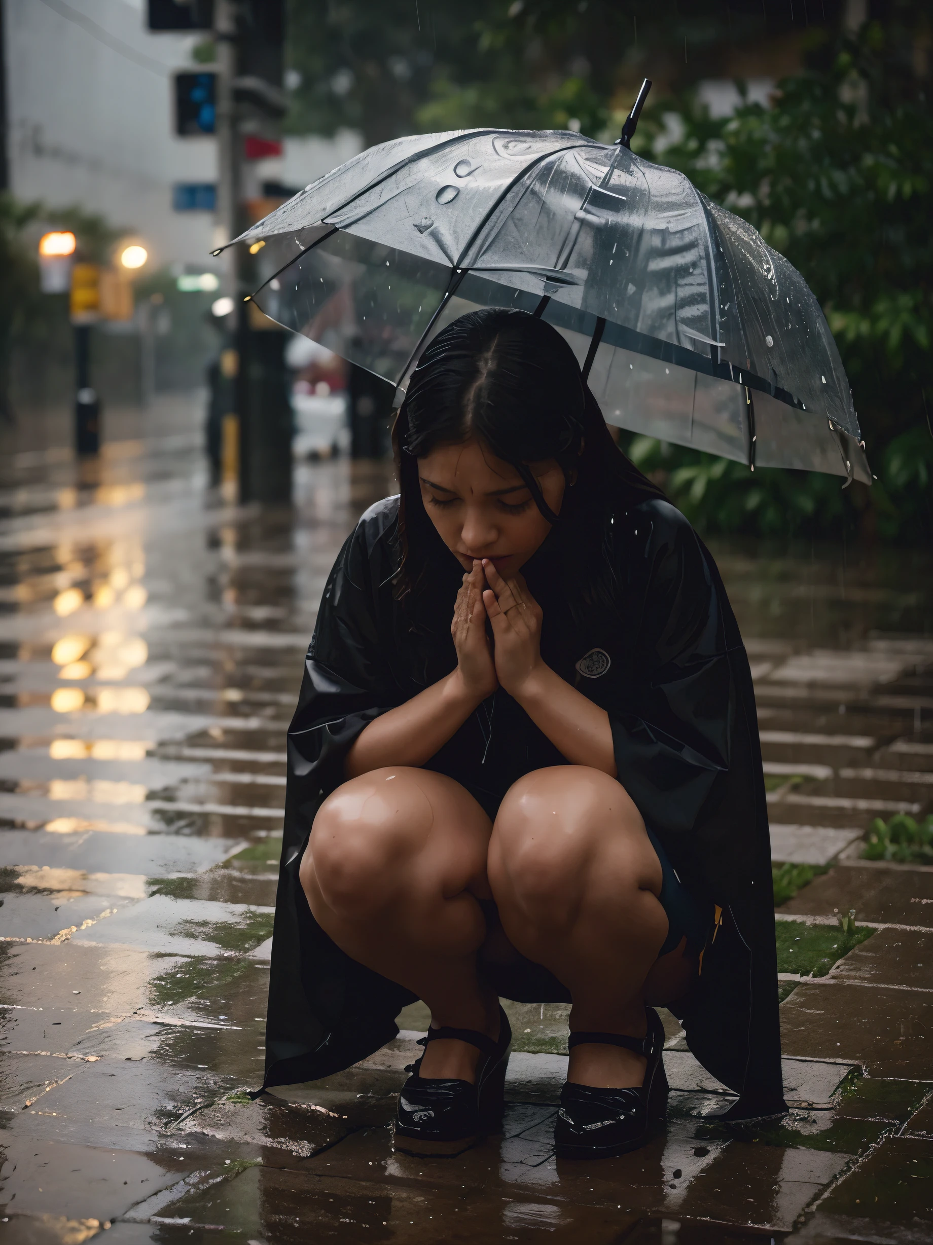 /imagem  praying in the rain, 32k UHD