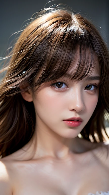 (8ก, Highest quality: 1.2), Extremely detailed, thorough resolution, (realistic, realistic photo: 1.37), Portrait, high definition RAW color photograph, professionally arrested, high definition and beautiful, high definition, 8ก Image wallpaper, Amazing details, Big file size, highly detailed beautiful girl, Extremely detailed face, Finely defined eyes, The skin has a fine texture., Every feature is meticulously displayed., The fingers were neatly outlined., The nose has a precise shape., expressive lips, perfect anatomy, background is not blurred, one story, (20:1.2), Twenty generations, cute girl, realistic