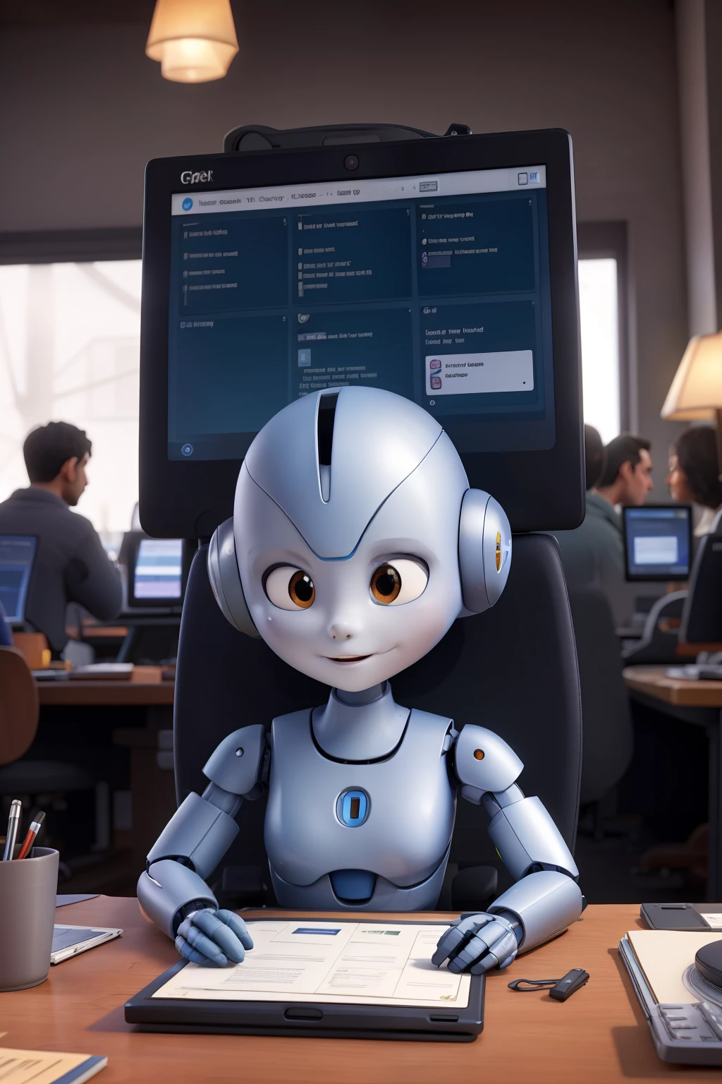 robot creating a itinerary in sheets in a computer