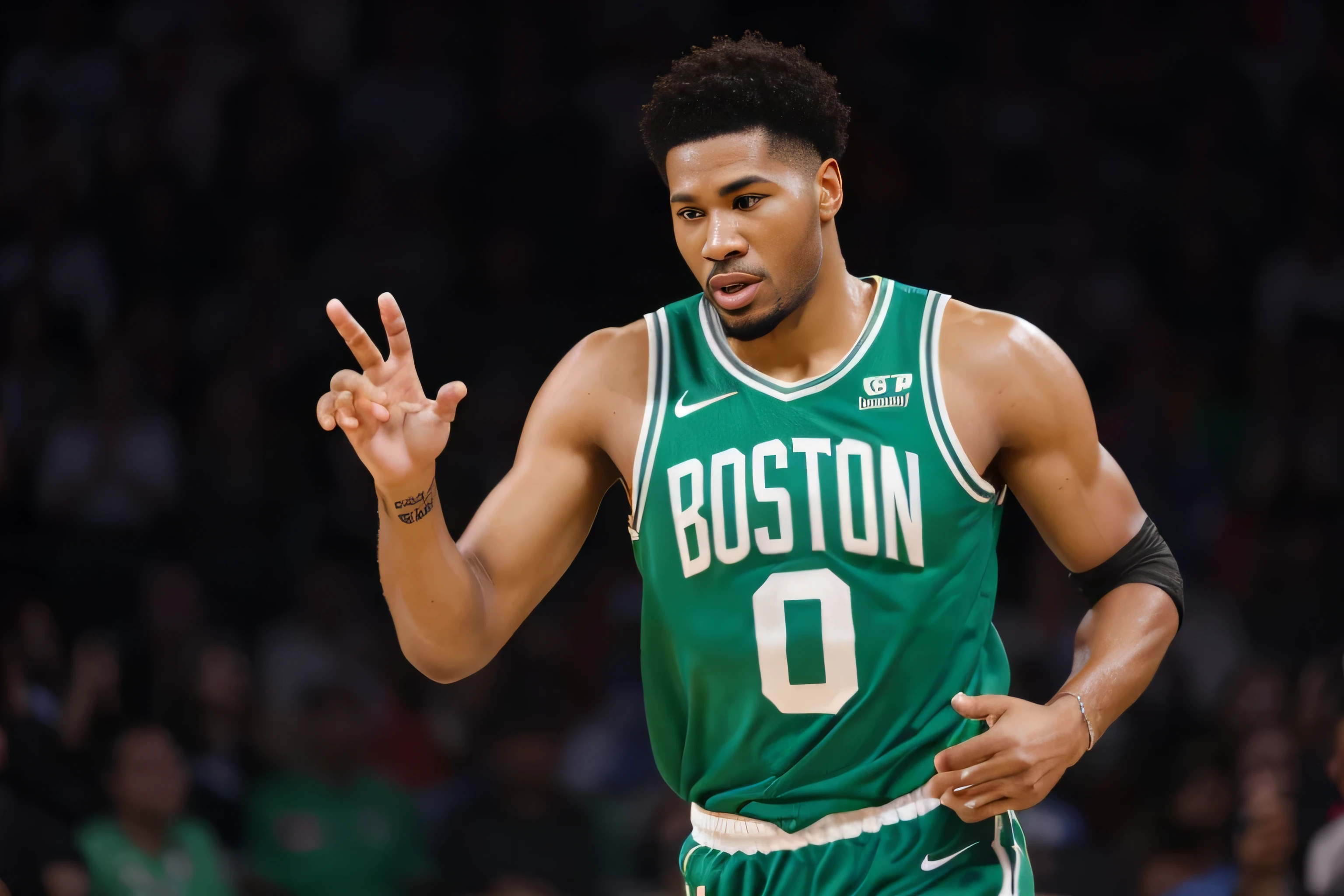 Jogador de basquete fazendo uma dunker Afro americano parecido com tatum 3D