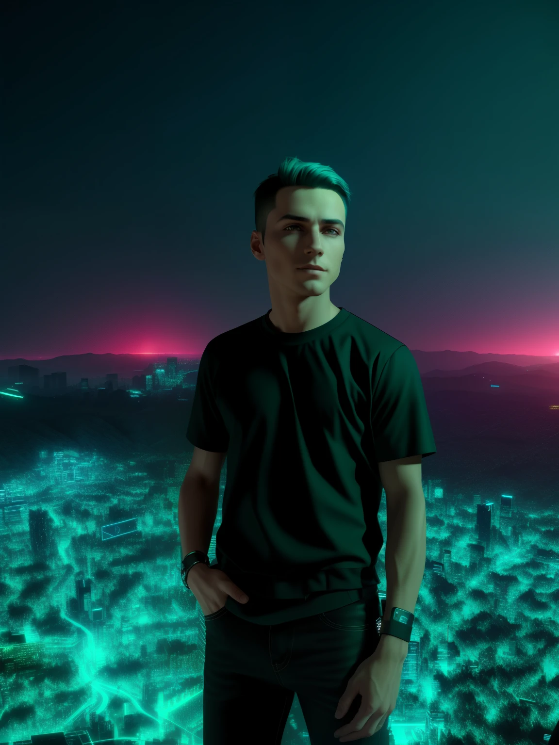 Cyberpunk, handsome boy, 8k, High quality, background change