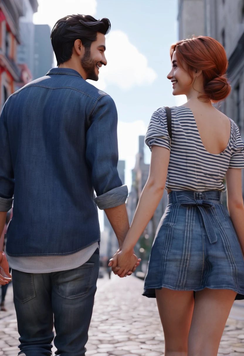 Hand close-up, holding hands, nighttime, under street lights, realism