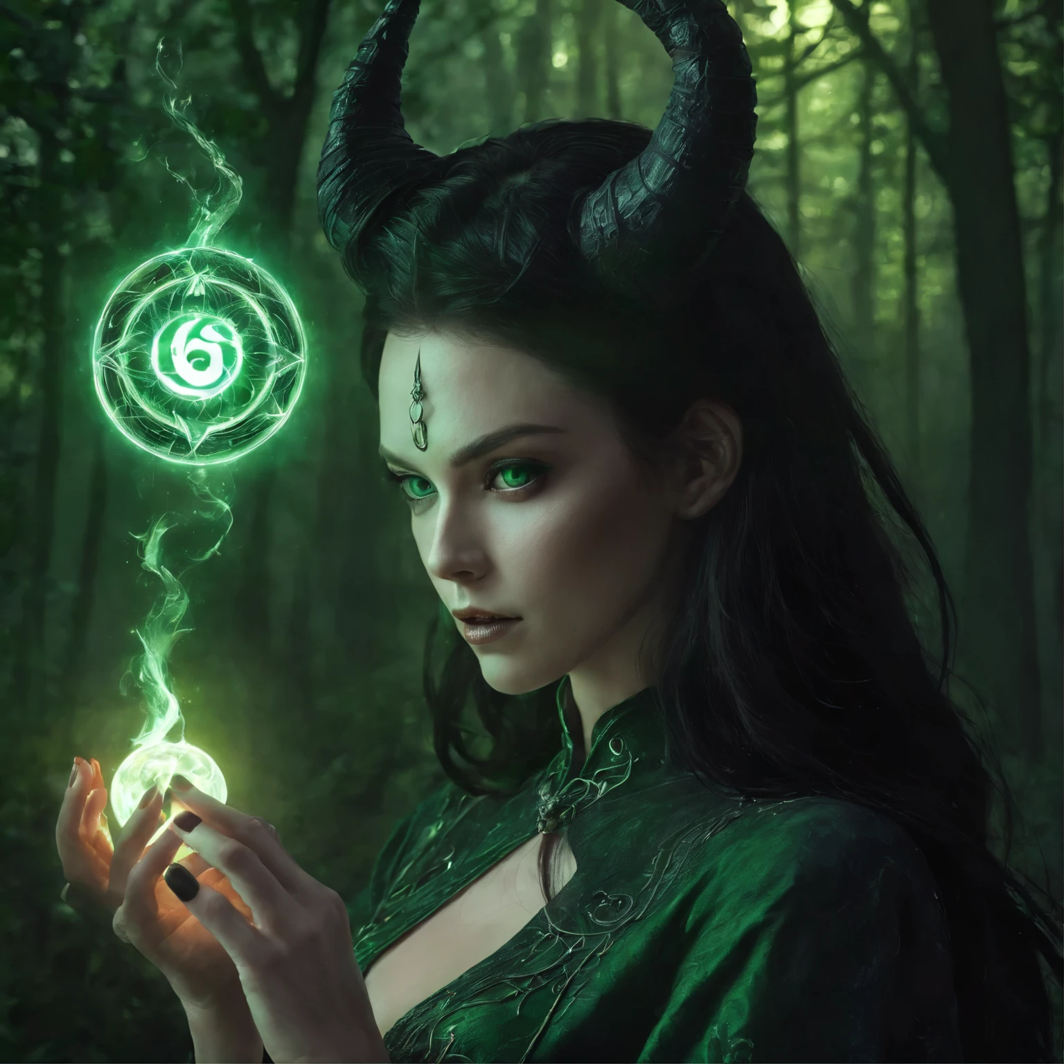 (Best Picture Quality,High Quality,Masterpiece:1.2),Ultra-Detailed,(Realistic:1.37),Summoning Spell,Sinister Devil with Innocent Beautiful Girl Face, Face,Detailed Green Eyes,Detailed Lips,Seductive Look,Dark Atmosphere,Demonic Powers,Fantasy Setting,Mysterious Lighting,Occult Magic,Bewitchingly Beautiful,Dark aura, enigmatic smile, sorcerer, casting powerful spells, enchantment, greenish tint, occult symbol, irresistible charm, supernatural being, glowing magical orb, mystical spell, sinister being, sinister background, enchanted forest, mystical beauty, enchanted power, dark charm, dark mystical  realm, magic circle, whispering wind, dark magic, enchanting charm, enchanting gaze, invisible power, forbidden art, supernatural transformation, transcendent beauty, enchanting power, devil whispering, enchanting enchantment, disturbing beauty, mystical enchantment, alluring evil, magical energy radiates, dark enchantment.