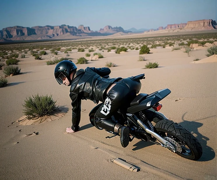 Butters Stotch riding Motorcycle on Graveyard at Desert, Real Life and Puppet 