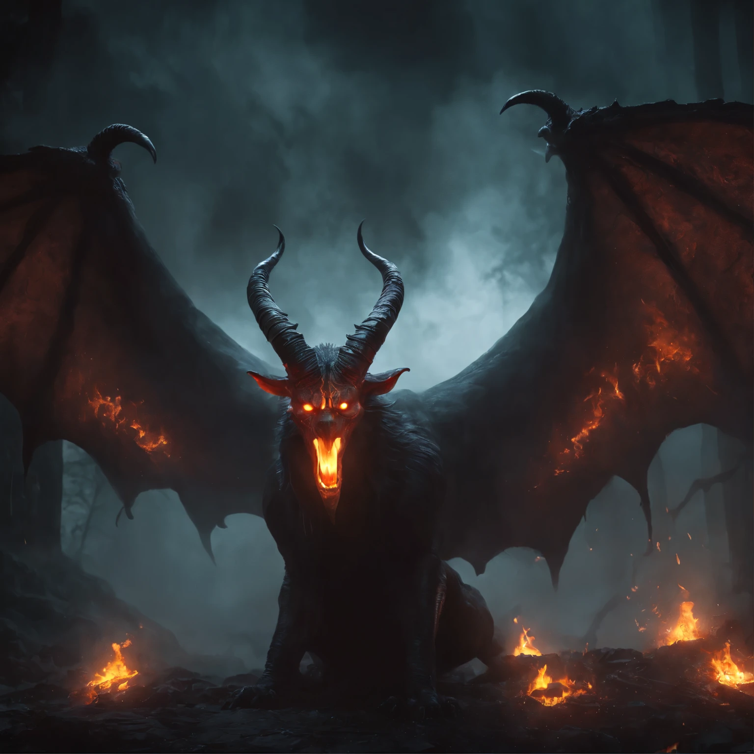 (best quality,4k,highres,masterpiece:1.2),(ultra-detailed,realistic,photorealistic:1.37),(blue light:1.1,magical circle:1.2,hovering,glowing), (giant,burgeoning,demonic figure:1.1), (mysterious appearance,ominous presence), (illuminated,translucent), (best quality,4k,8k,highres,masterpiece:1.2),ultra-detailed,(realistic,photorealistic,photo-realistic:1.37), (dark,shadowy), (surreal,fantastical), (intense,menacing), (sinister,foreboding), (ominous,haunting), (vibrant,bright), (mystical,otherworldly), (magma-like aura,jagged edges), (intimidating presence:1.1), (glowing eyes,fiery gaze), (sharp fangs,demonic horns), (ominous atmosphere,eerie silence), (ethereal energy,crackling sparks), (suspended in mid-air), (malevolent power), (powerful aura,radiating energy), (intricate inscriptions,ancient symbols), (ominous intentions,dark forces at play), (unleashing chaos and destruction), (enveloped in darkness,shrouded in mystery), (magical transformation,infernal incantation), (ominous ritual,conjuring evil spirits), (terrifying manifestation,maleficent force), (chilling presence,evil personified), (unleashed from another realm), (supernatural phenomenon,unholy entity), (straining reality,breaking through the fabric of existence), (ominous event,apocalyptic omen), (intense colors,contrast), (sinister lighting,unsettling shadows), (ominous surroundings,dark ambiance)。