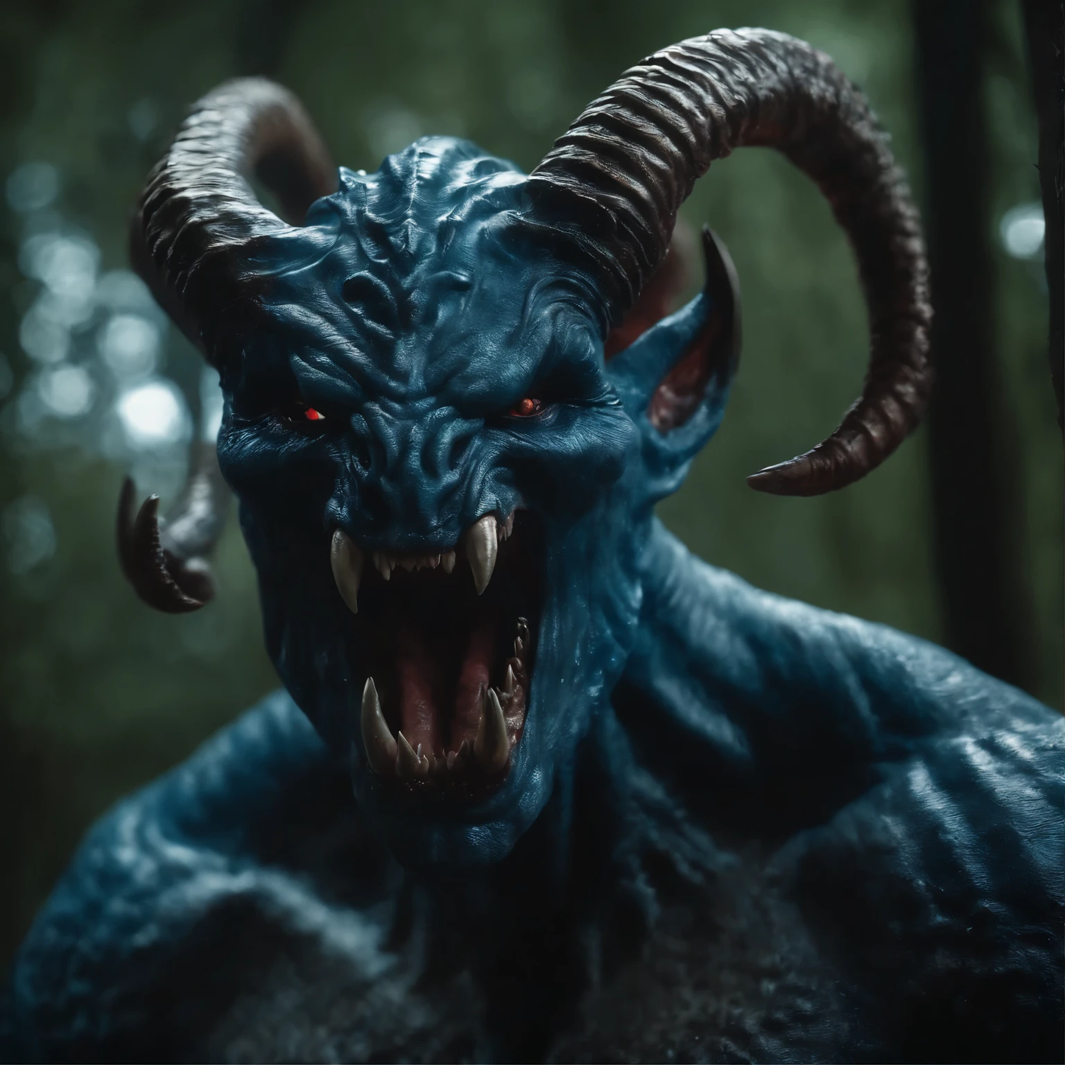 A terrifying creature that appears in the mirror and reflects a creepy presence,hyperrealistic,cinematic,8k