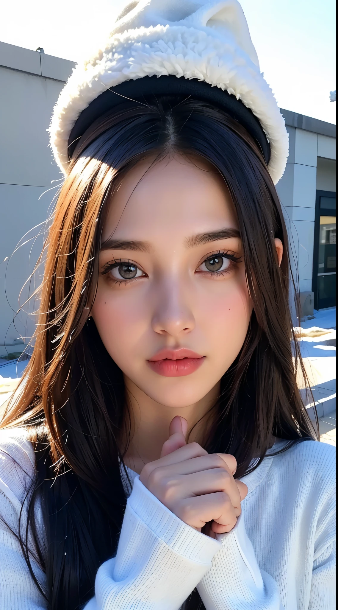 estilo realista, un primer plano de una caricatura de una mujer con orejas y cola de conejo, con cola de conejo, con orejas de conejo, girl design, veces, retrato, giesha, imagen animada, pelo largo, cabello rosado, pelo que cubre las orejas, feliz, aspecto pulido y potente, exotic, alto