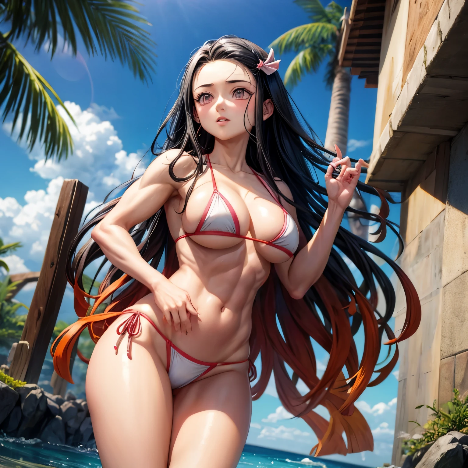 Nezuko muscular in bikini 