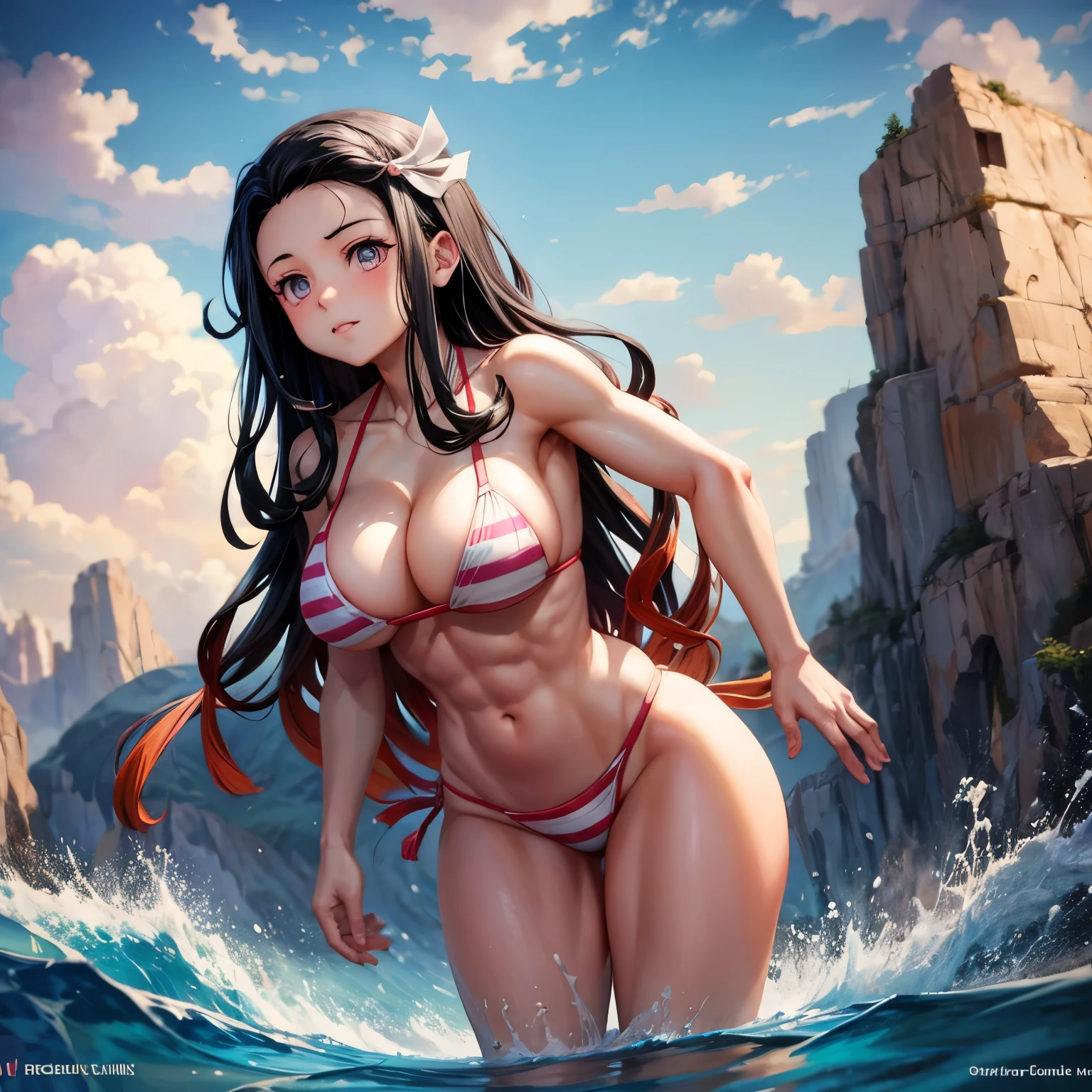 Nezuko muscular in bikini 