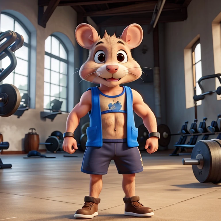 Rat with tanktop mussles in the gym