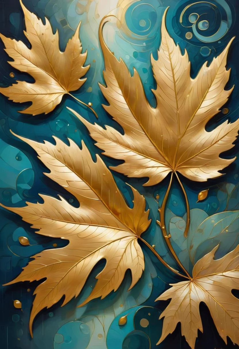 Gold Leaf Art, by lois van baarle, best quality, masterpiece, very aesthetic, perfect composition, intricate details, ultra-detailed