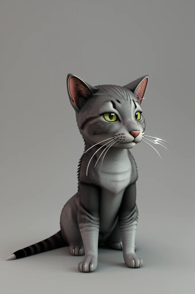 Criar gato cantor em desenho 3D.