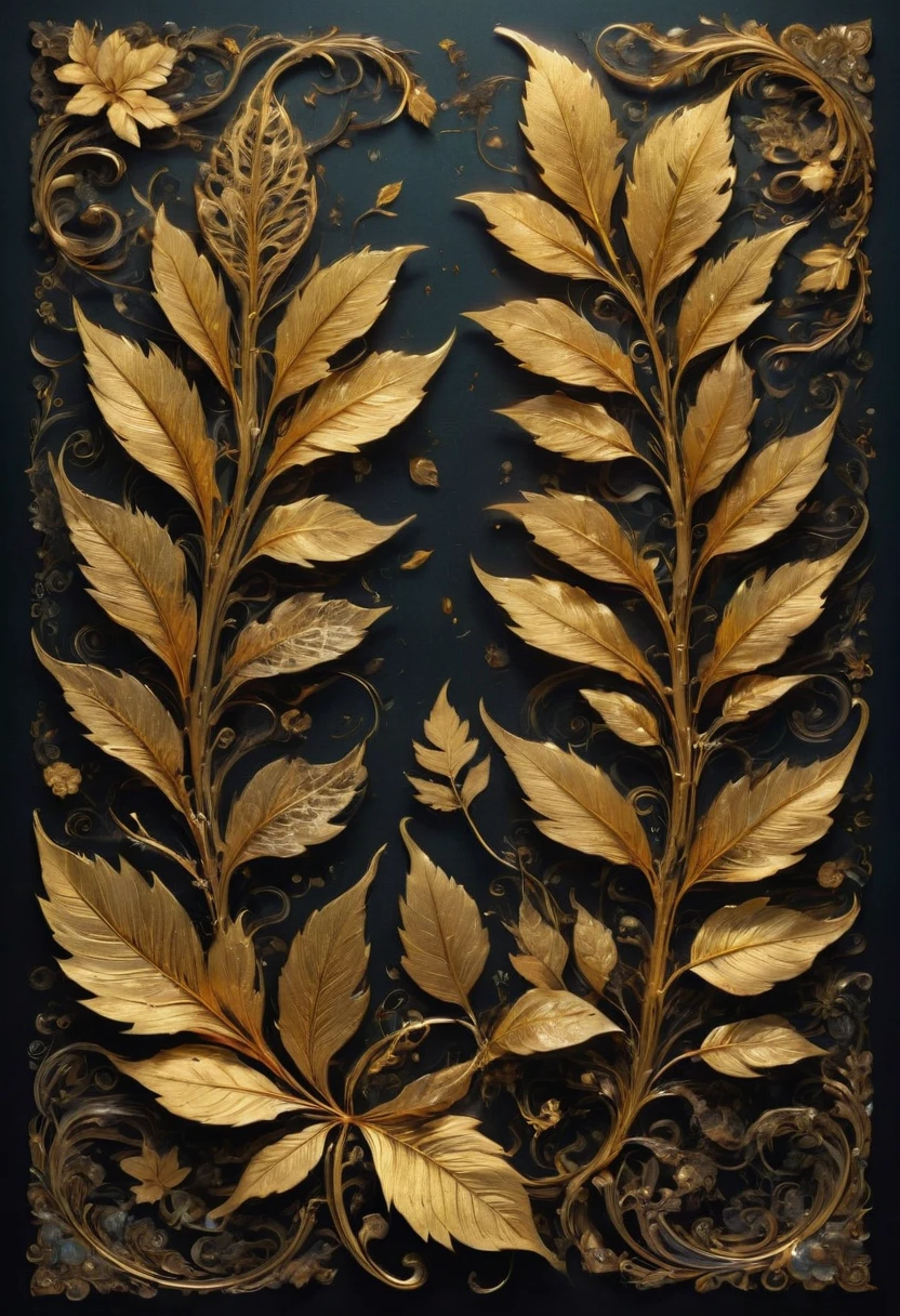 Gold Leaf Art, by Andy_Lee, best quality, masterpiece, very aesthetic, perfect composition, intricate details, ultra-detailed