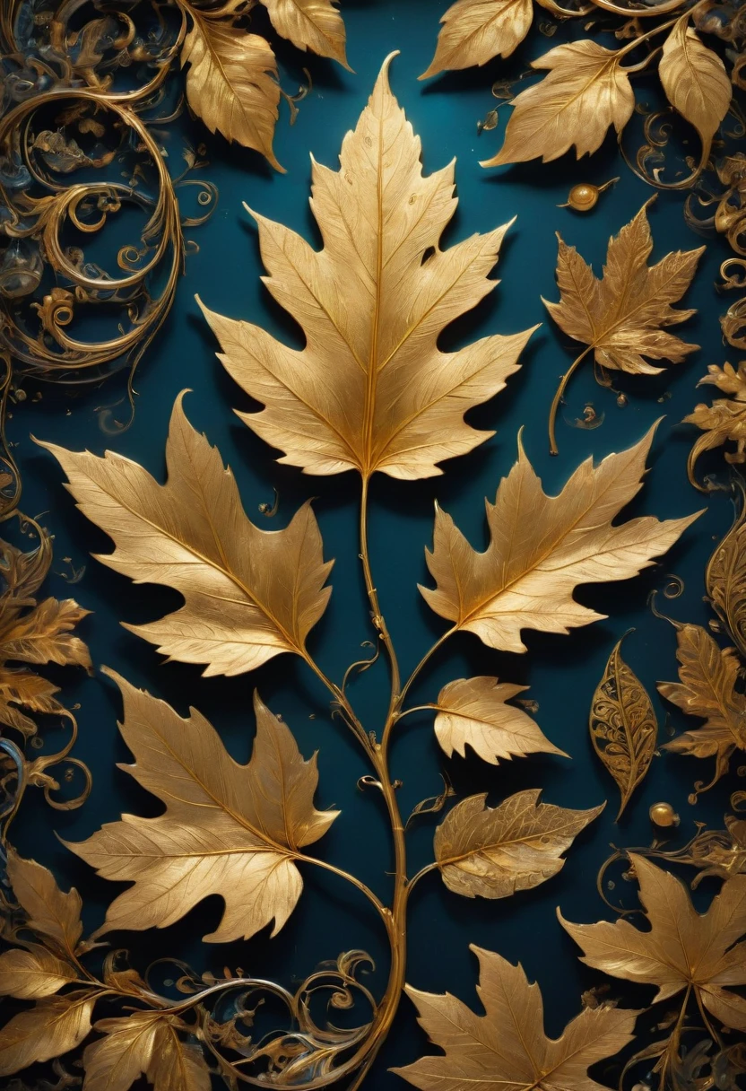 Gold Leaf Art, by Andy_Lee, best quality, masterpiece, very aesthetic, perfect composition, intricate details, ultra-detailed