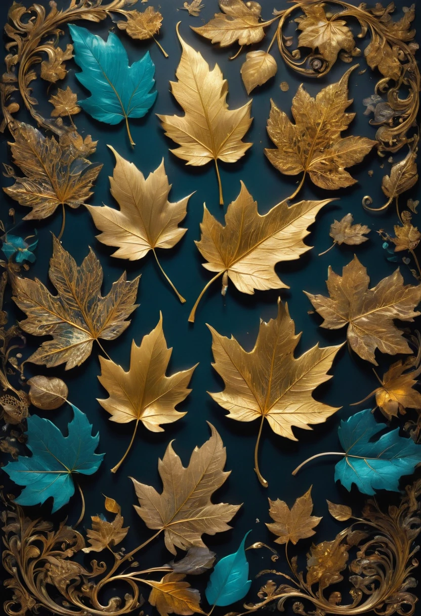 Gold Leaf Art, by Andy_Lee, best quality, masterpiece, very aesthetic, perfect composition, intricate details, ultra-detailed