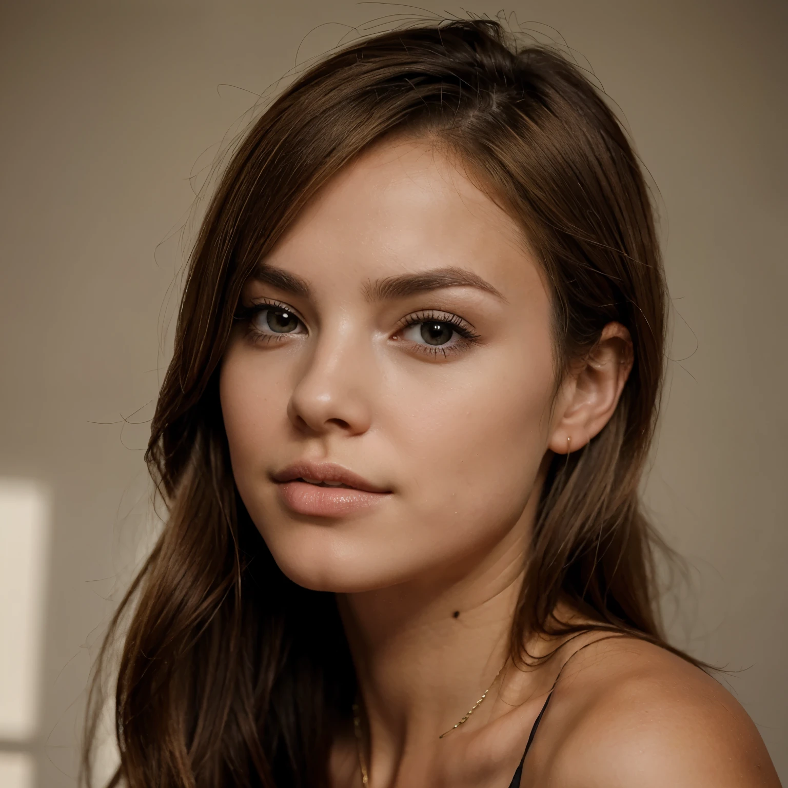 Skiny woman with dark blonde hair, une bouche de suceuse,