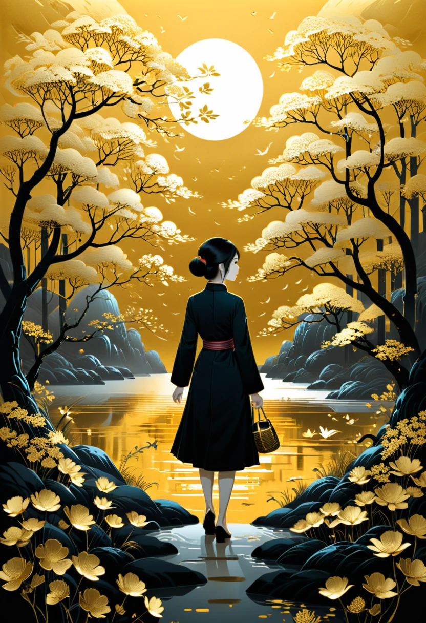 Gold Foil Art, by Tang Yau Hoong, (masterpiece, best quality, Professional, perfect composition, very aesthetic, absurdres, ultra-detailed, intricate details:1.3)