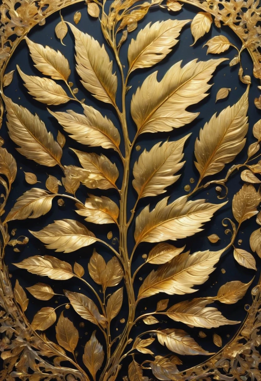 Gold Leaf Art, Gold Foil, best quality, masterpiece, very aesthetic, perfect composition, intricate details, ultra-detailed, by Rodney Joseph Byrne