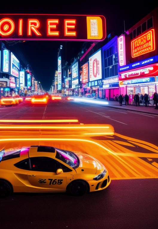 Camera Model: Sony A7S IIIShot Type: Establishing ShotLens Type: Wide Angle (16mm)Description: The camera pans across a bustling city street at dusk, capturing the energy and vibrancy of urban life. Neon signs and car lights illuminate the scene as people move about, 