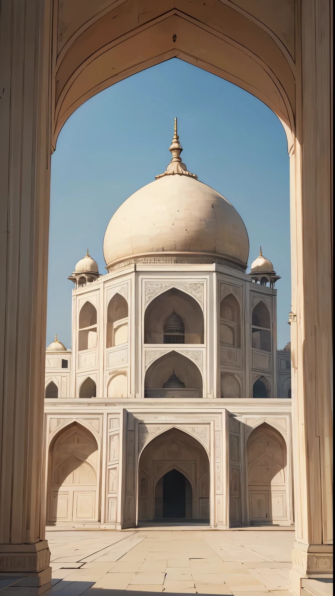 A building with a dome and a tree in front of it, taj mahal, india, in a city with a rich history, white marble buildings, higly intricate, with great domes and arches, taj mahal made of cheese, mesmerising, in majestic, usa-sep 20, intricate photo, indian empress, viewed from very far away