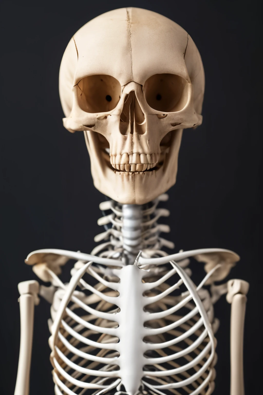 white old skeleton standing on black background NORMAL SKELETON!!! with purple eyes