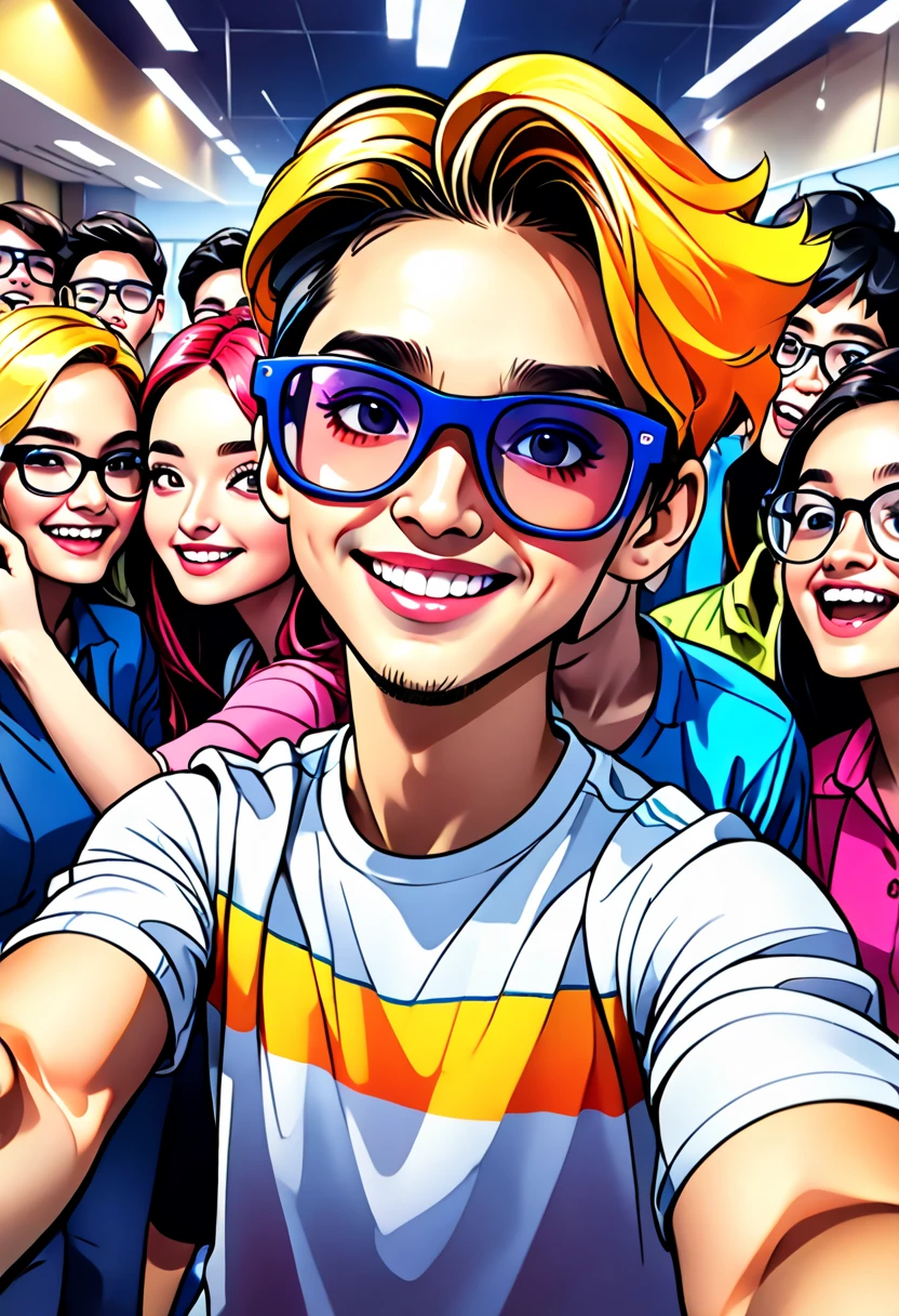 ((joven haciendo una selfie:1.6)), ((fondo en un aula de secundario, trabajo magistral, High Definition:1.4, ((Escena imaginativa)),((perfecto, meticulosamente detallado:1.3)), Detalles impecables, ((tiro completo: 1.4)), ((Mejor calidad)), ((obra maestra)), 3d, ( Hiper detallado: 1.3), ((epic scenario: 1.3)), ((frontal camera)),( (sharp drawing bright colors: 1.6)),32k