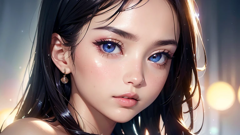 (muste piece:1.3), high resolution, （night sky:1.4）、(Shot from the side:1.4)、(Looking up at a shiny object:1.4)
, Highly detailed CG unity 8k wallpaper, Reality, photorealistic, Raw photo, beautiful detailed face, detailed cloth texture, detailed hair texture, perfect body, pretty face, anatomically correct, Highly detailed face and skin texture,, (beautiful hands), (fair skin, glossy skin:1.2), detailed eyes, symmetrical eyes,double eyelids, thin eyebrows, (glossy lips:1.4)