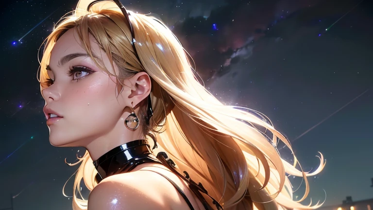 (muste piece:1.3), high resolution, (night sky:1.4)、(Shot from the side:2.4)、(Looking up at a shiny object:1.4)
, Highly detailed CG unity 8k wallpaper, Reality, photorealistic, Raw photo, beautiful detailed face, detailed cloth texture, detailed hair texture, perfect body, pretty face, anatomically correct, Highly detailed face and skin texture,, (beautiful hands), (fair skin, glossy skin:1.2), detailed eyes, symmetrical eyes,double eyelids, thin eyebrows, (glossy lips:1.4)