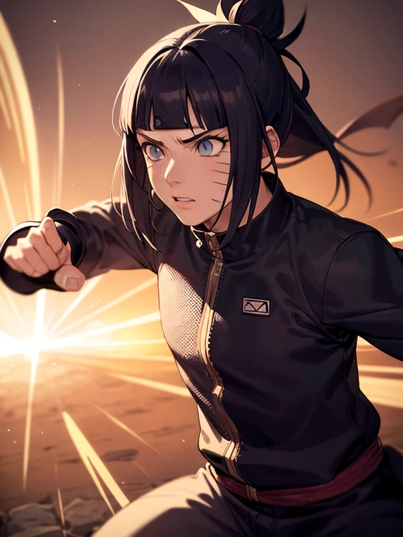 "Naruto, Hinata, beautiful detailed eyes, beautiful detailed lips, extremely detailed face, longeyelashes, ninja, action, fighting, Anime style, dynamic poses, vibrant colors, shadows, intense lighting, intense emotions. (best quality, 4k, highres, HDR), portraits, intense battle scene, kunai, ninjutsu, Byakugan, Naruto's orange jumpsuit, Hinata's lavender outfit, sage mode, chakra aura, illustrated, manga-style, high contrast, chiaroscuro, epic."