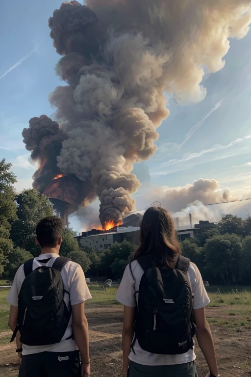A group of students are talking in front of the school, watching the smoke in the distance.]

Aluno 1: "Ei, Did you see that smoke there in the forest? Looks like there&#39;s another fire."

Aluno 2: "De novo? This is horrible!"