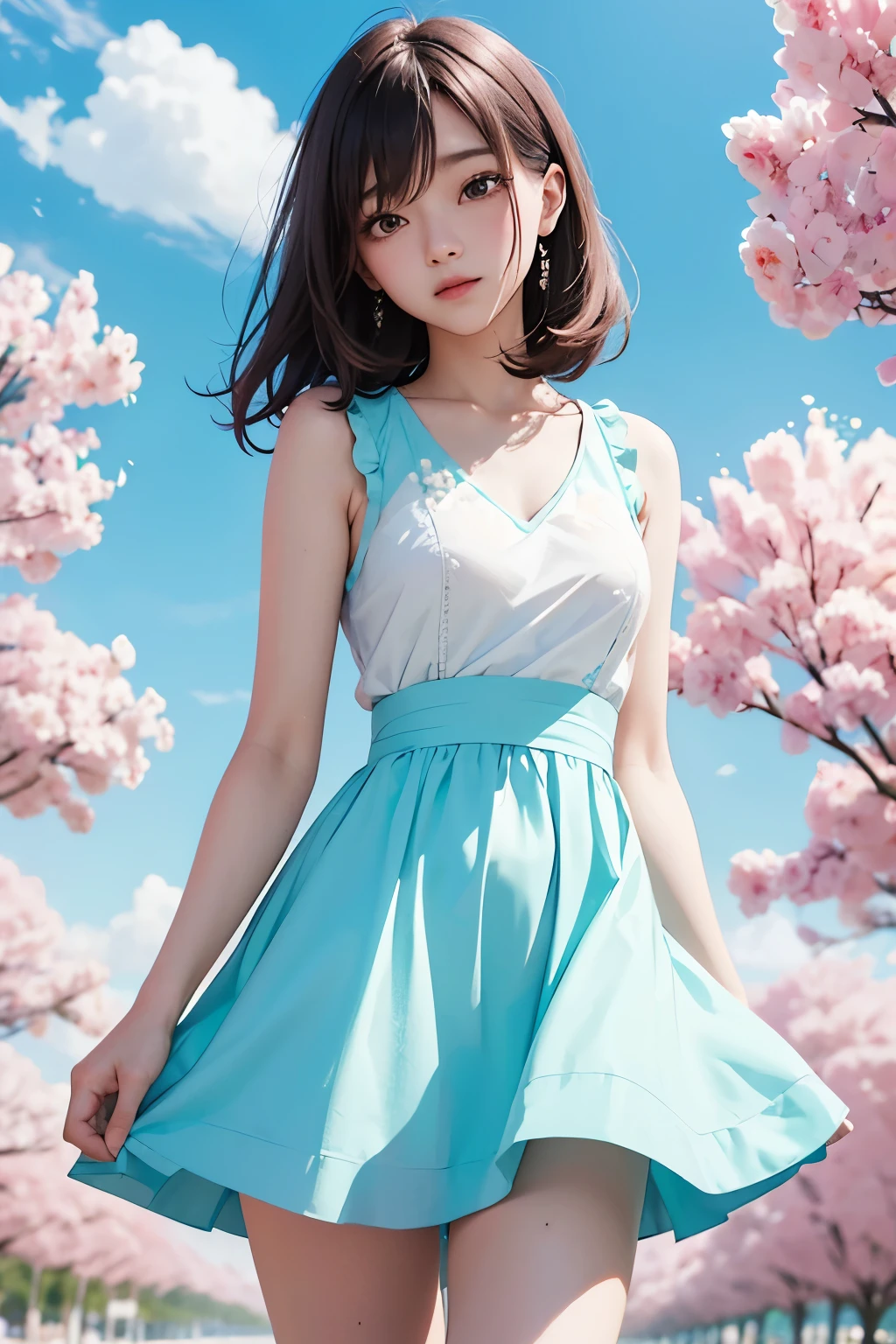 Arapé girl wearing pastel colored dress in front of colorful background, official artwork, still promotion, official art, Photo shoot, Promotional photos, Aya Takano Color Style, Chiho, Promotional art, promo shot, colorful photos, promo still, Promotional images, Photo shoot, best artist, Portrait of a Korean teenager, Twice's Tzuyu, Random Actions,