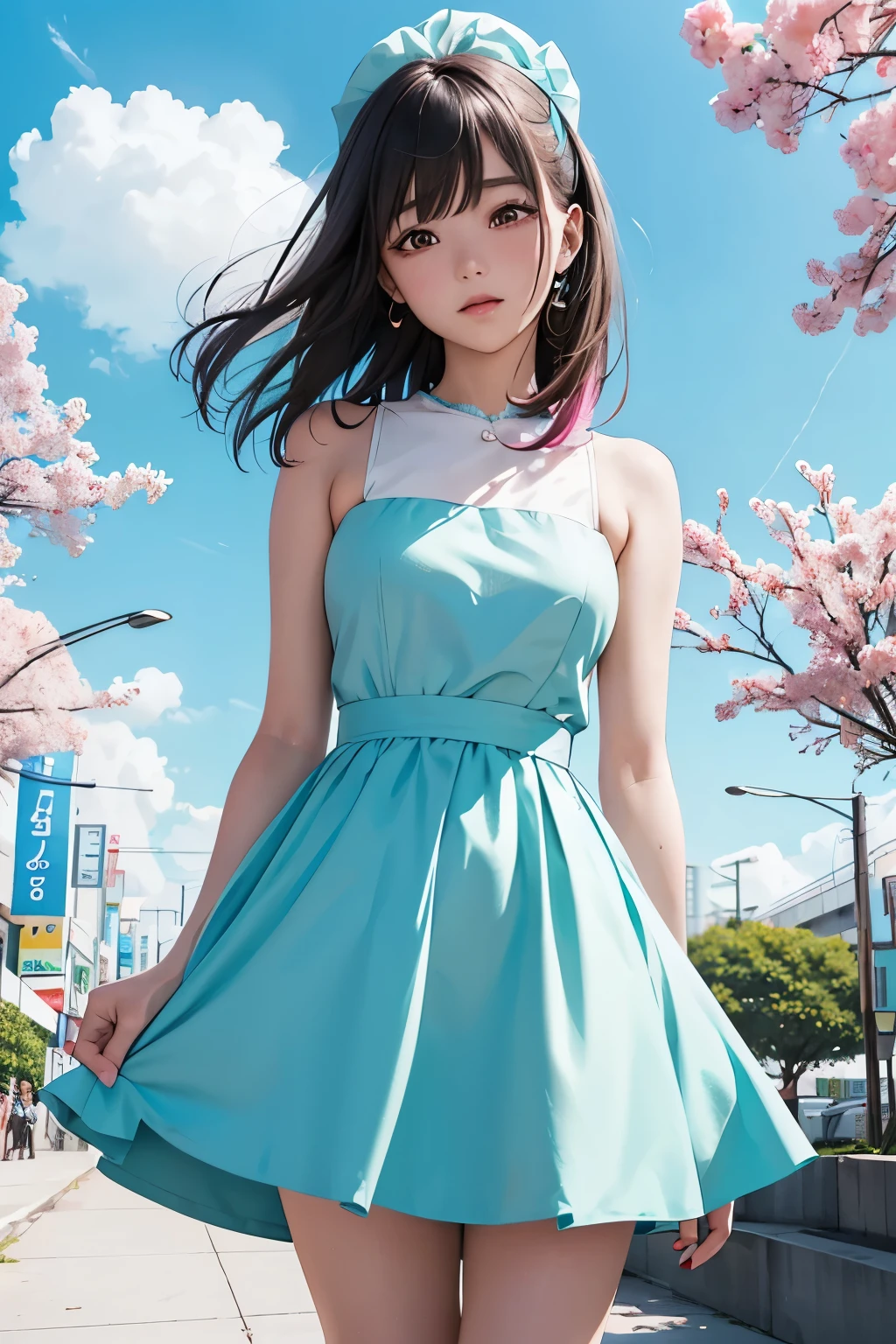 Arapé girl wearing pastel colored dress in front of colorful background, official artwork, still promotion, official art, Photo shoot, Promotional photos, Aya Takano Color Style, Chiho, Promotional art, promo shot, colorful photos, promo still, Promotional images, Photo shoot, best artist, Portrait of a Korean teenager, Twice&#39;s Tzuyu, Random Actions,