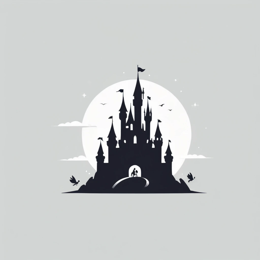 A logo for a movie channel, con un castillo Disney y hadas.